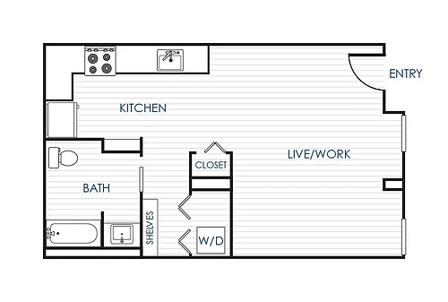 Floor plan Live Work Studio Apartment 01IW - 01LW