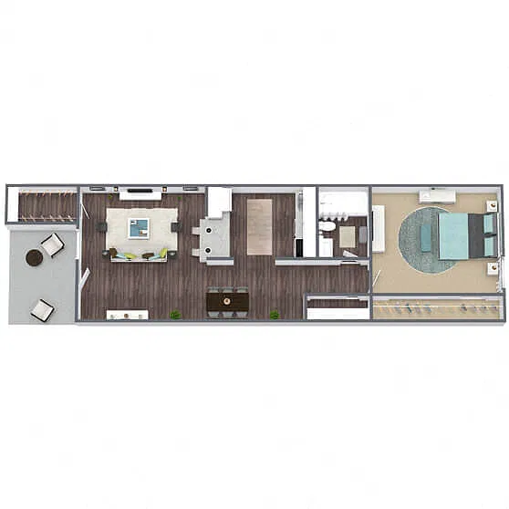Floor plan A3: 1 Bed 1 Bath