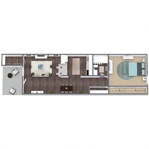 Floor plan A3: 1 Bed 1 Bath