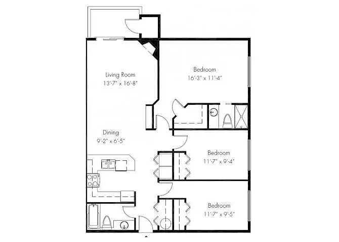 Floor plan Three Bedroom