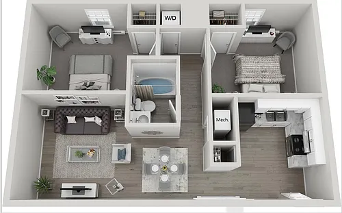 Floor plan 3 bed 1 bath flat B