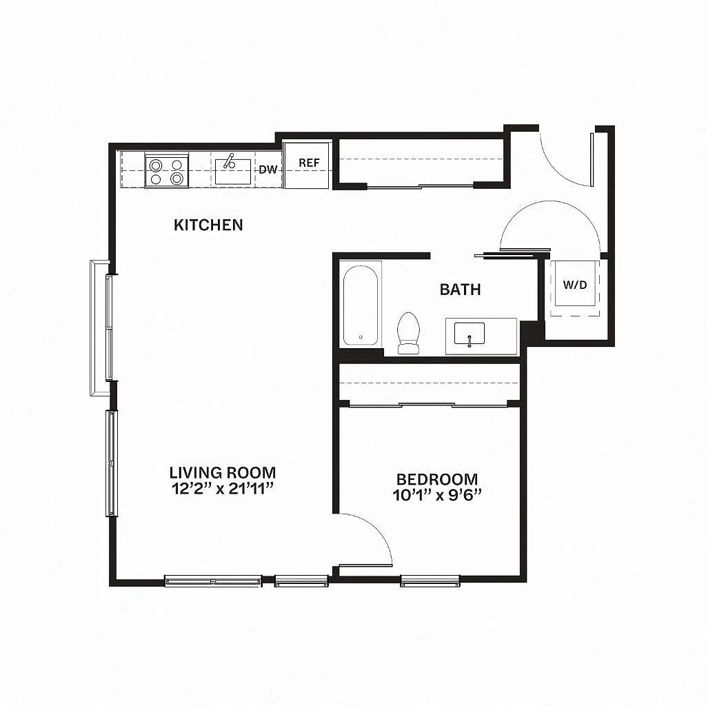 Floor plan Traditional One Bedroom C27