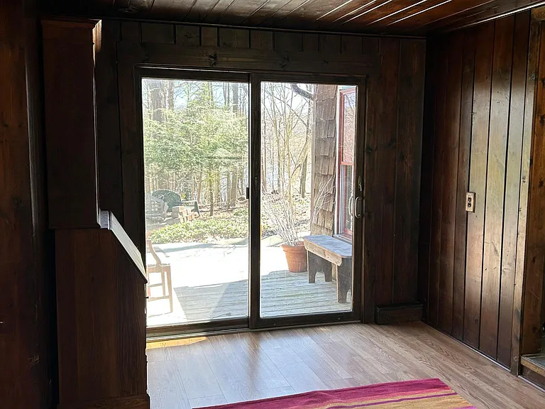 Dining room with sliding door to deck