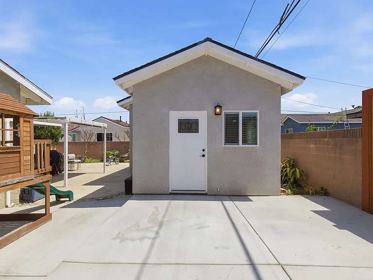 View of front door from patio