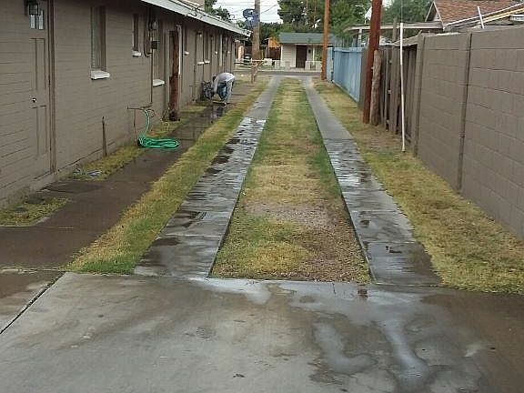 Private driveway to parking spots