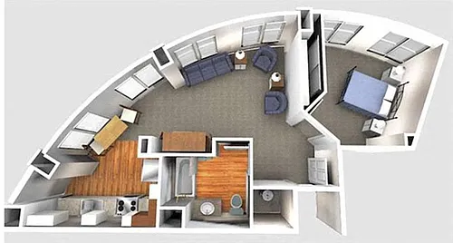 Floor plan 1 Bedroom 1B