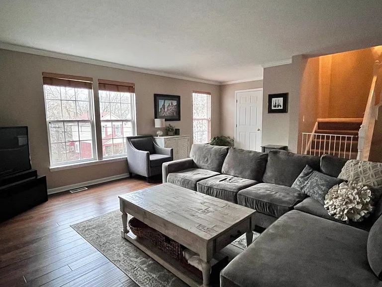 Large living room with half bath connected