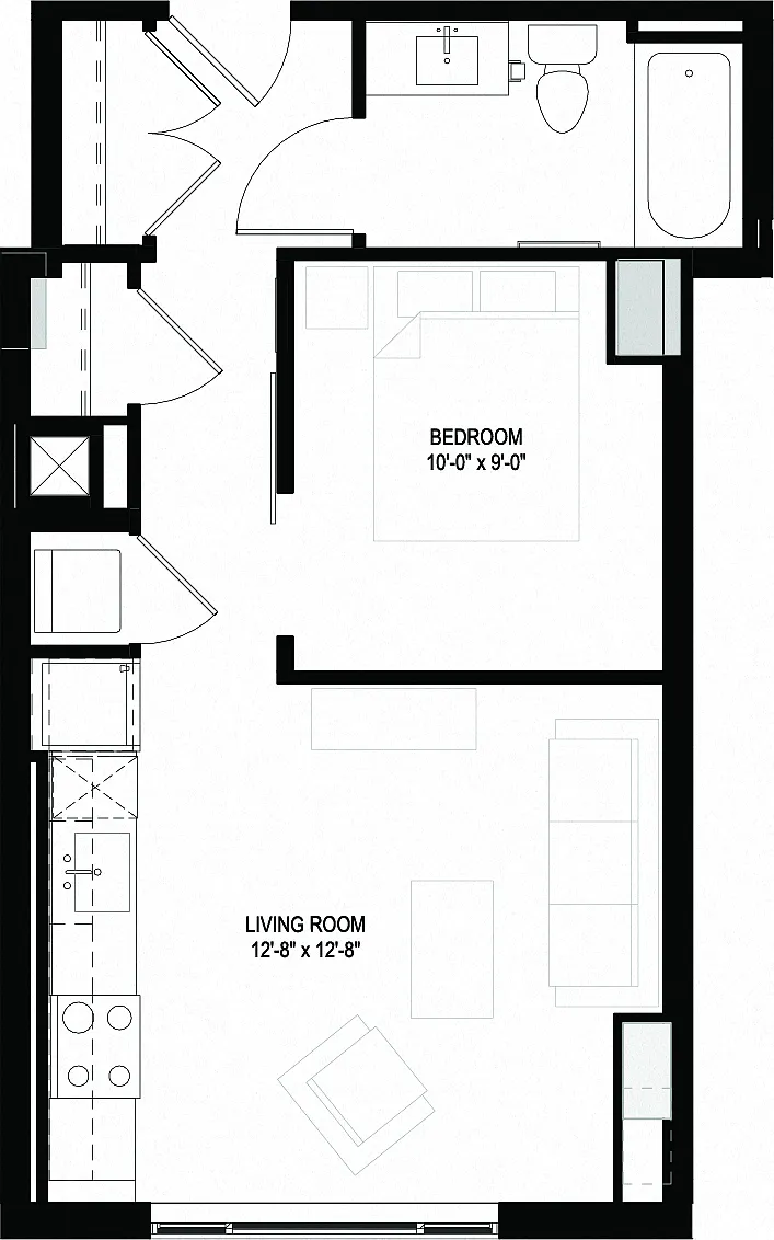 Floor plan One Bedrooms/One Bathrooms (J08)