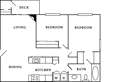 Floor plan 2 Bedroom, 1 Bath B1
