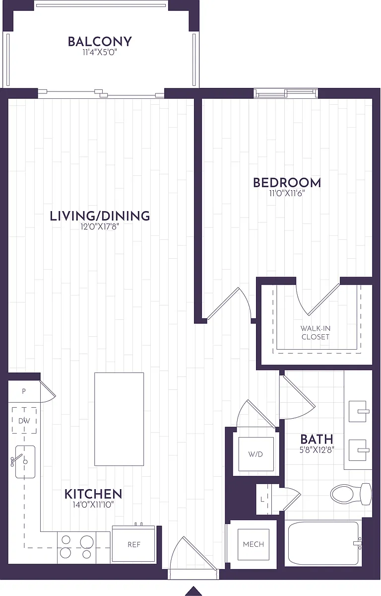 Floor plan 1 Bed/1 Bath-A1