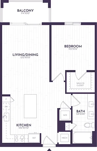 Floor plan 1 Bed/1 Bath-A1