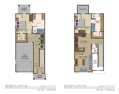 Floor plan 2X2.5 Townhome w/Balcony