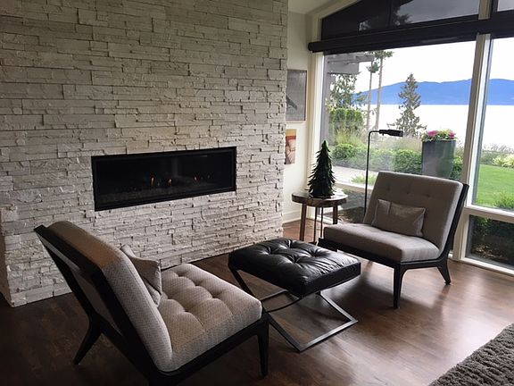Fireplace and view