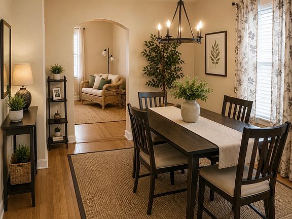 Dining room between kitchen and living room.