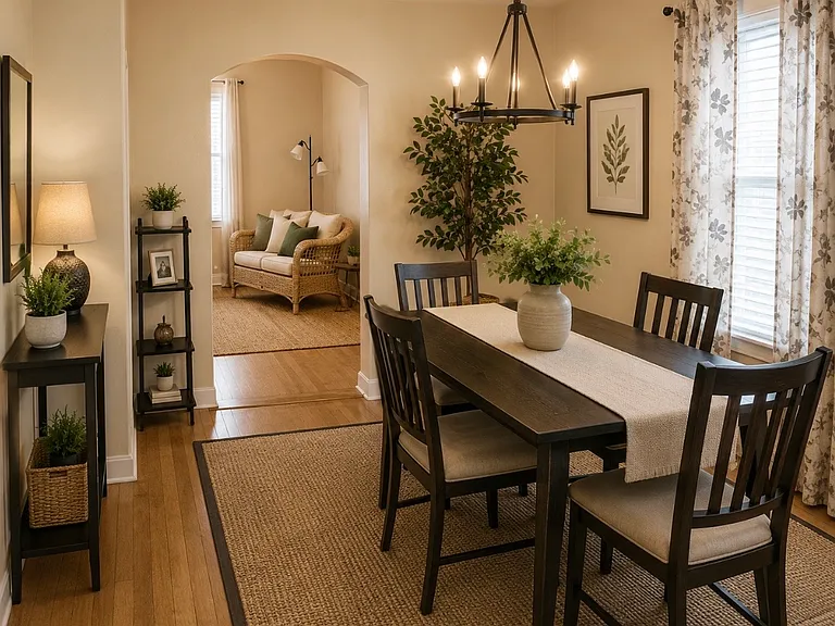 Dining room between kitchen and living room.
