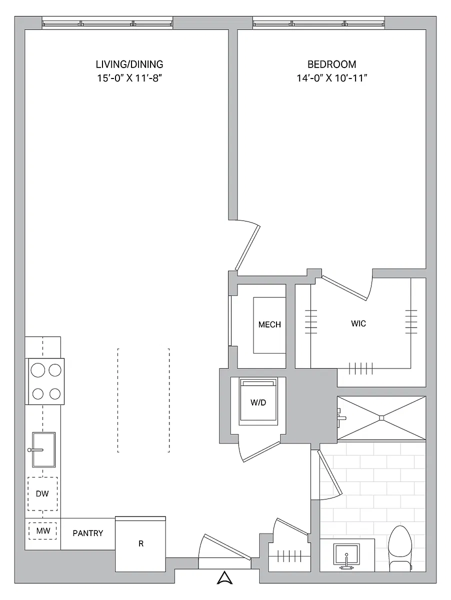 Floor plan 1 Bed/1 Bath-A-01B.2