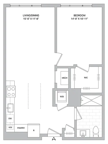 Floor plan 1 Bed/1 Bath-A-01B.2