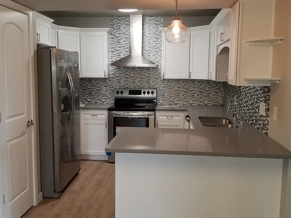 The kitchen is similar to this picture but the layout is a little bit different.