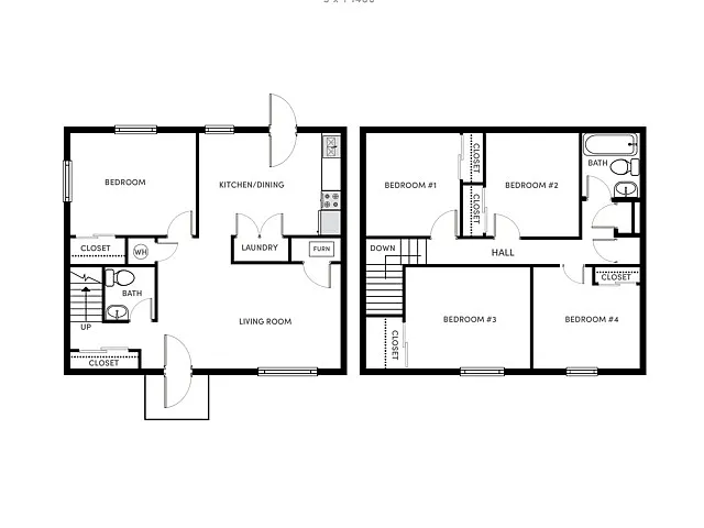 Floor plan 5 BR, 1 1/2 BA - Premium