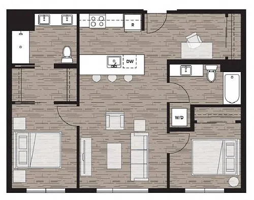 Floor plan 2D | Two Bedroom