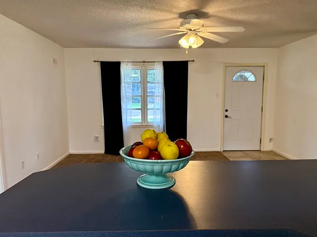 View of living area from kitchen.