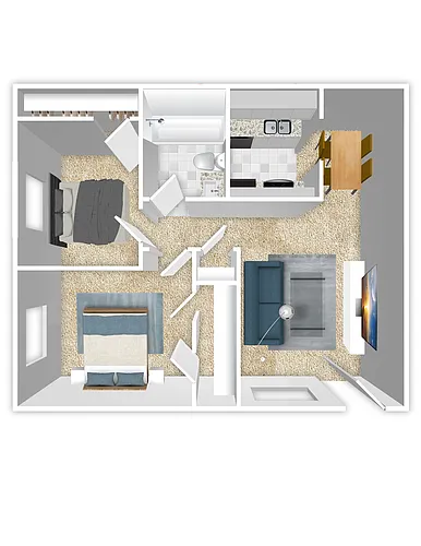 Floor plan 2 Bedroom 1 Bath