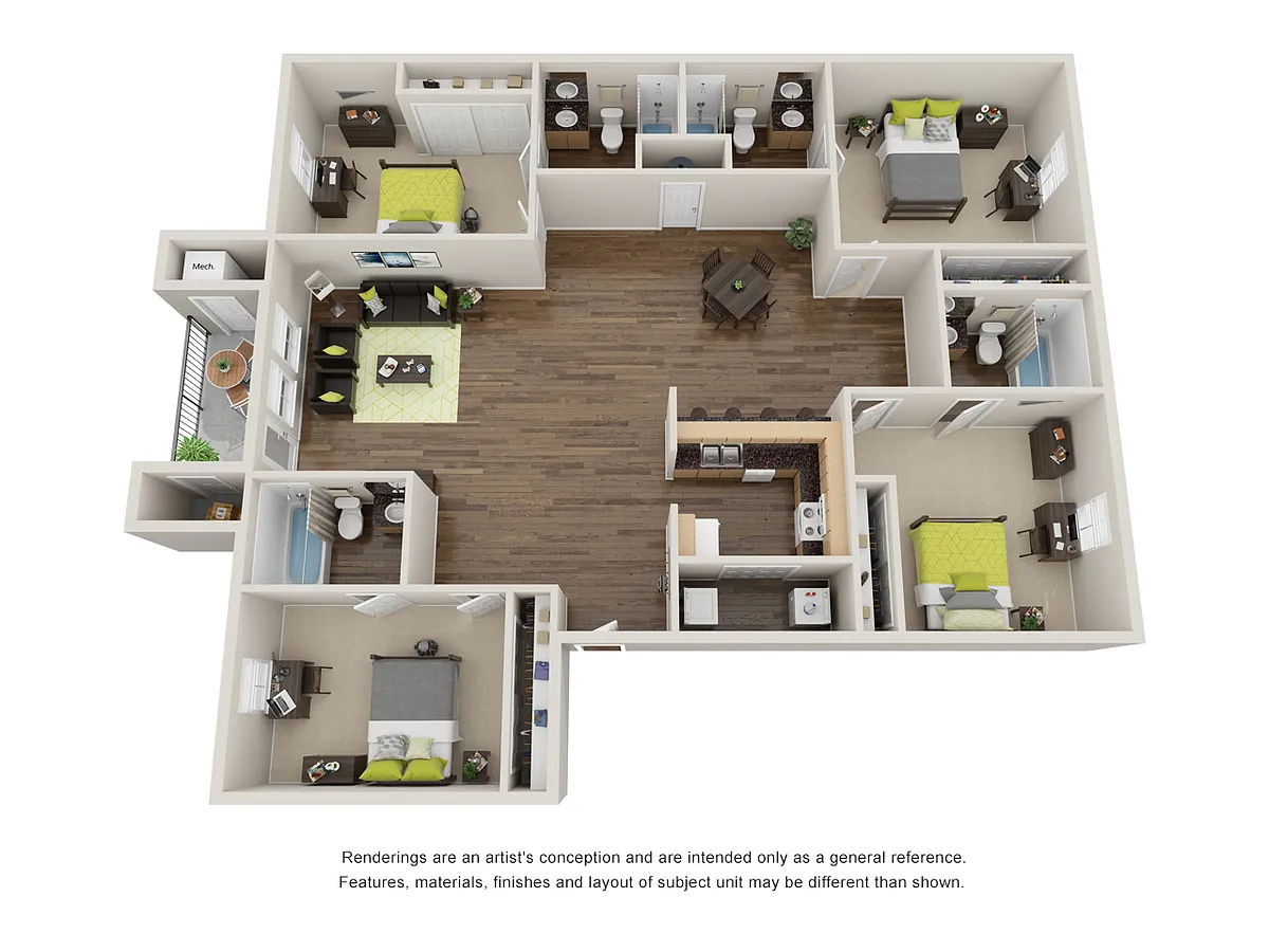 Floor plan 4 Bed 4 Bath Premium Spartan