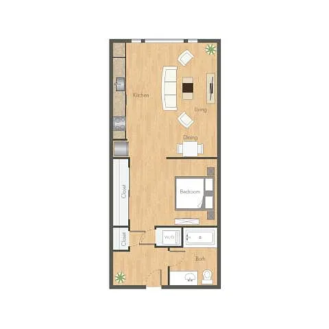 Floor plan Urban One Bedroom B4