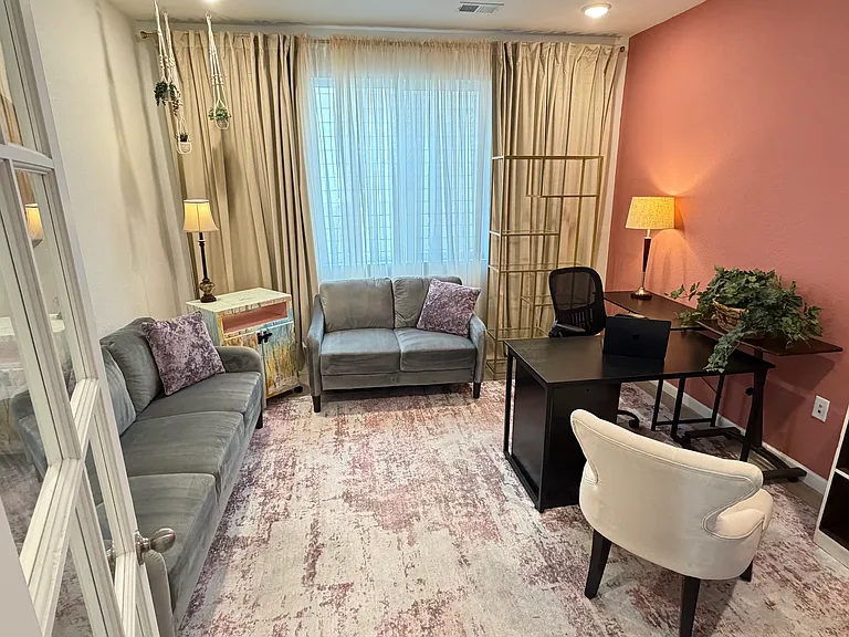 Main level office with french doors