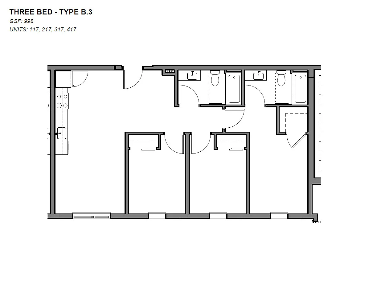 Floor plan Three-Bedroom
