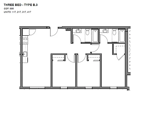Floor plan Three-Bedroom