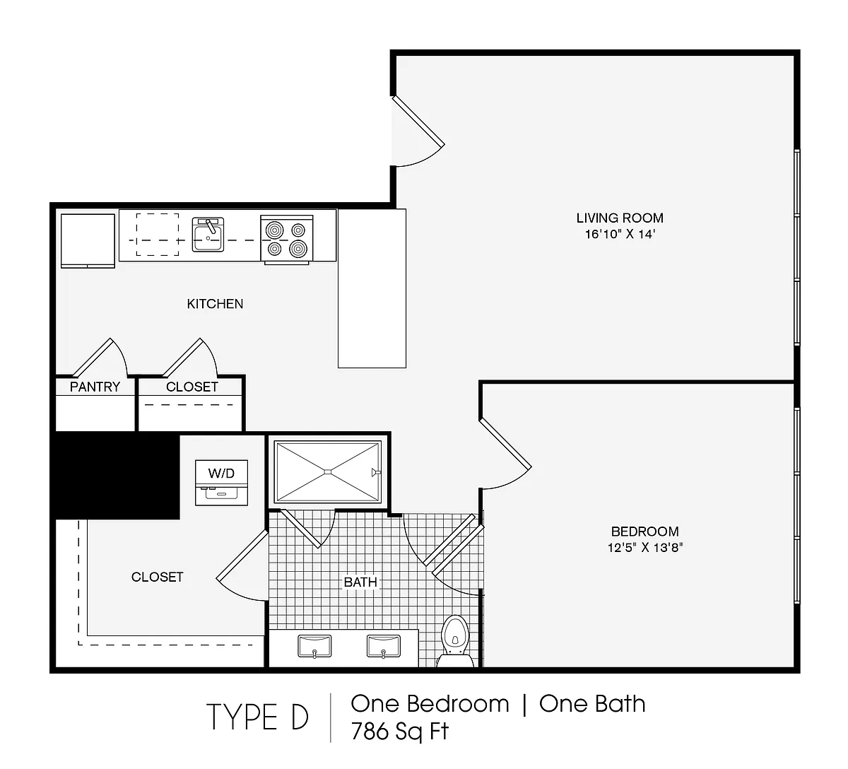 Floor plan 1 Bedroom, 1 Bathroom