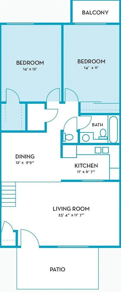 Floor plan 2 Bedroom Townhome with Firepl