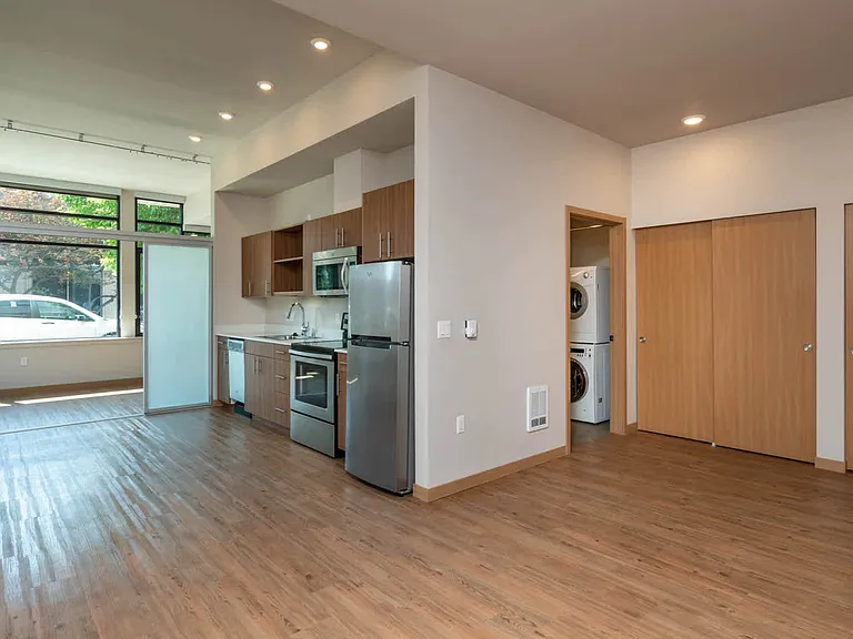 Kitchen and Living Room with Hard Surface Flooring