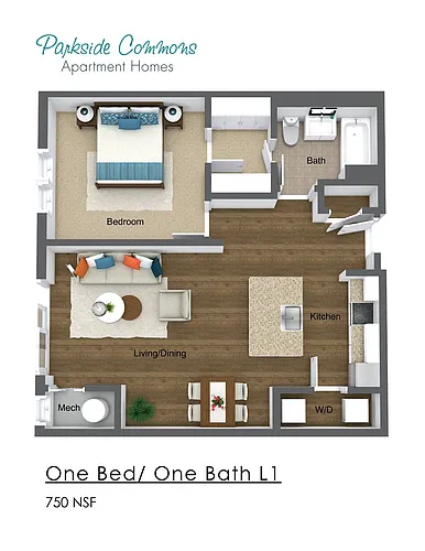 Floor plan One Bedroom One Bath