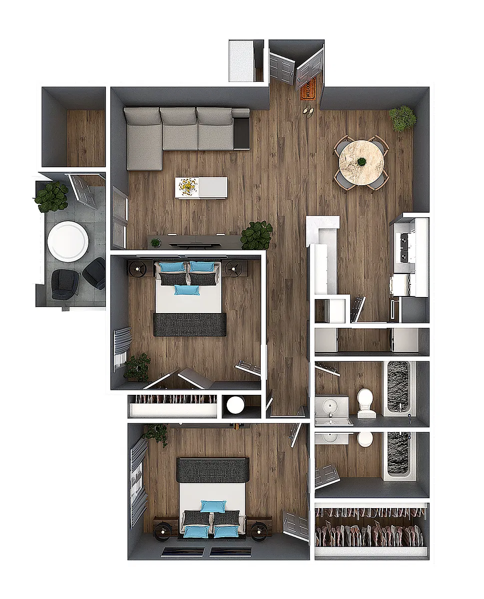 Floor plan 2 Bedroom 2 Bath B