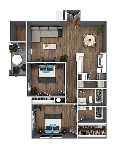 Floor plan 2 Bedroom 2 Bath B