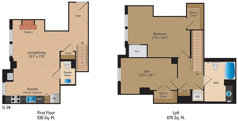 Floor plan 1 Bedroom + Loft, 1 Bath 1212 SF AL3