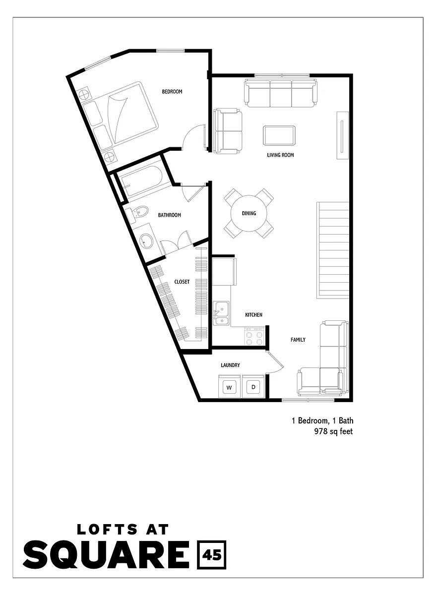 Floor plan 1 Bed 1 Bath