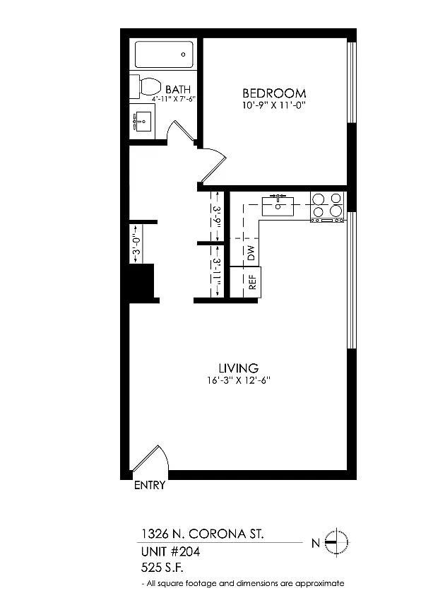 Floor plan 1 Bedroom, 1 Bath
