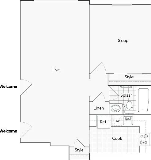 Allentown 1-Bedroom Floorplan Allentown 1-Bedroom Floorplan