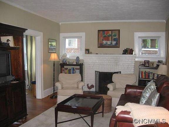 living space with gas fireplace