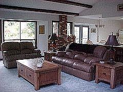 Great room looking at french doors to deck.