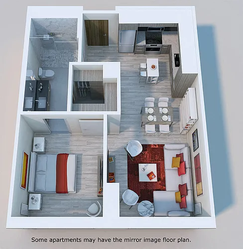 Floor plan 1 Bed, 1 Bath