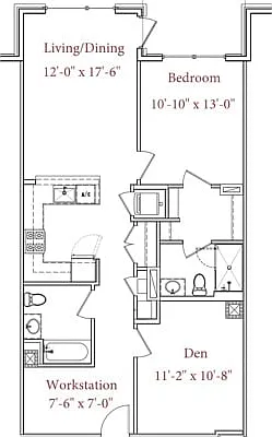 1 Bed 2 Bath + Den + Office 1 Bed 2 Bath + Den + Office