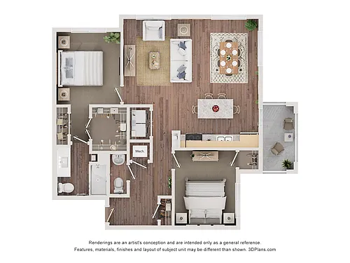 Floor plan 2BAV (Audio/Visual Accessible)