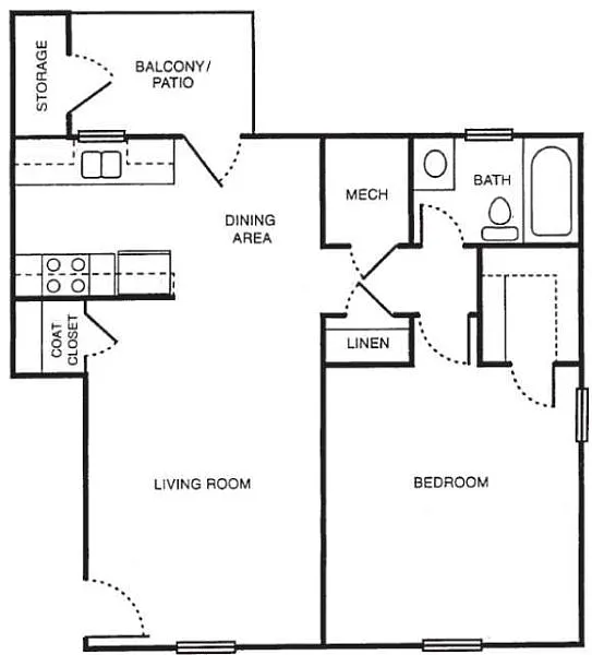 Floor plan 1 Bedroom-1 Bathroom