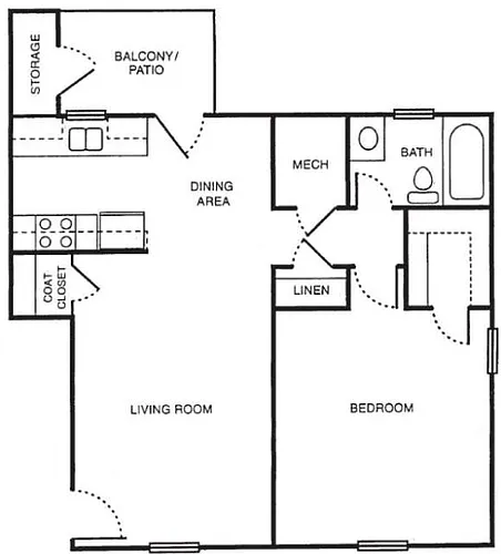 Floor plan 1 Bedroom-1 Bathroom