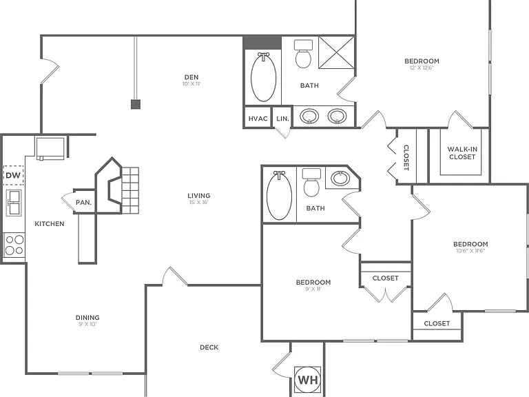 Three Bedroom Two Bath (1315 SF) Three Bedroom Two Bath (1315 SF)