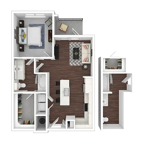 Floor plan One Bed One Bath A2.1